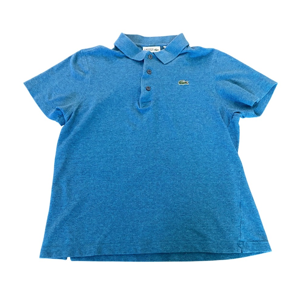 Lacoste Sport Mens Blue Heathered Short Sleeve Cotton Polo Shirt L1230 Size M 4